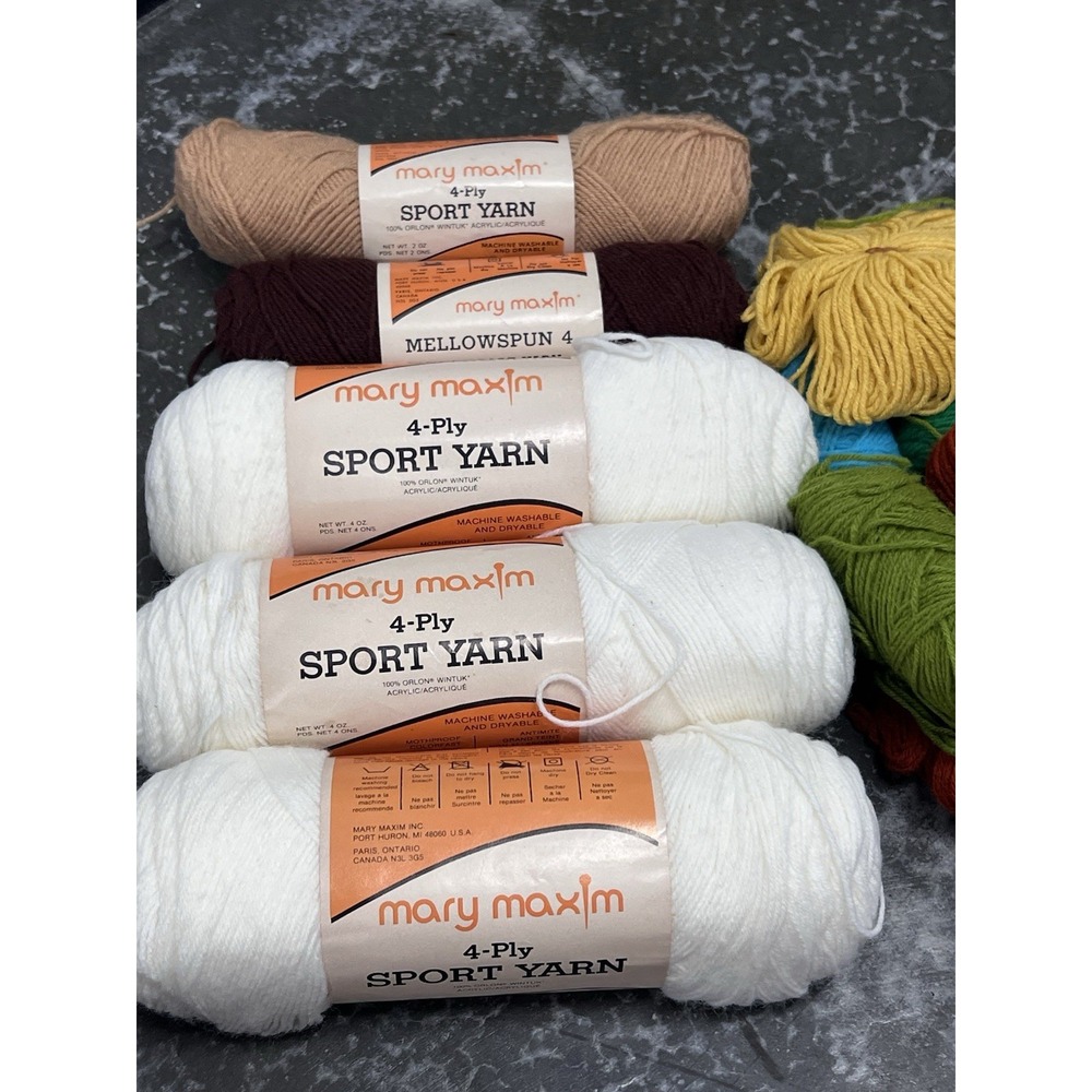 Mary Maxim Baby Soft Yarn Mixed Sport Weight Acrylic 14 Skeins Lot